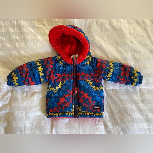 Patagonia Tribbles Reversible Jacket Coat Sherpa Fleece 3m Animal print - Picture 2 of 12